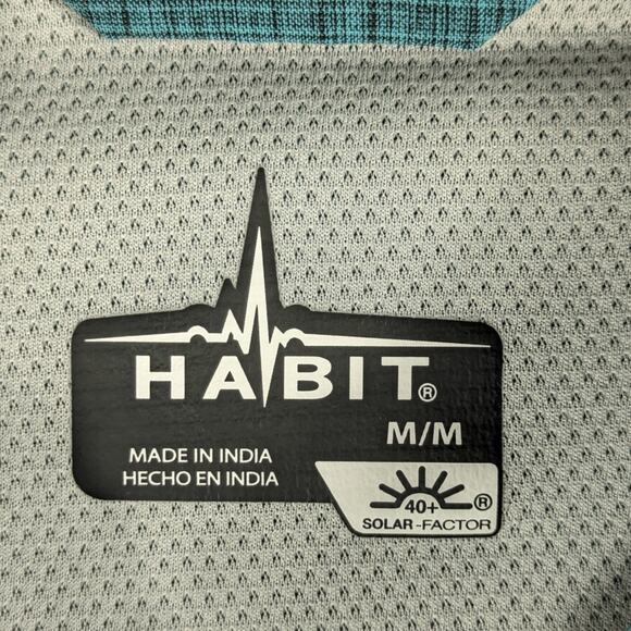 Habit Men’s M Fishing Shirt Scuba Blue Heather UPF 40+ Vented Pockets Outdoor - Picture 2 of 4